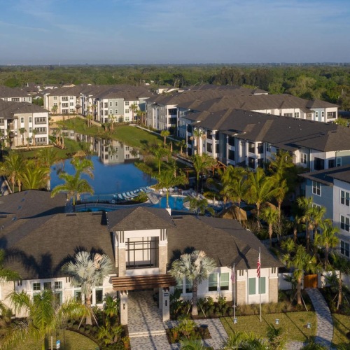Your new home is waiting aerial building view